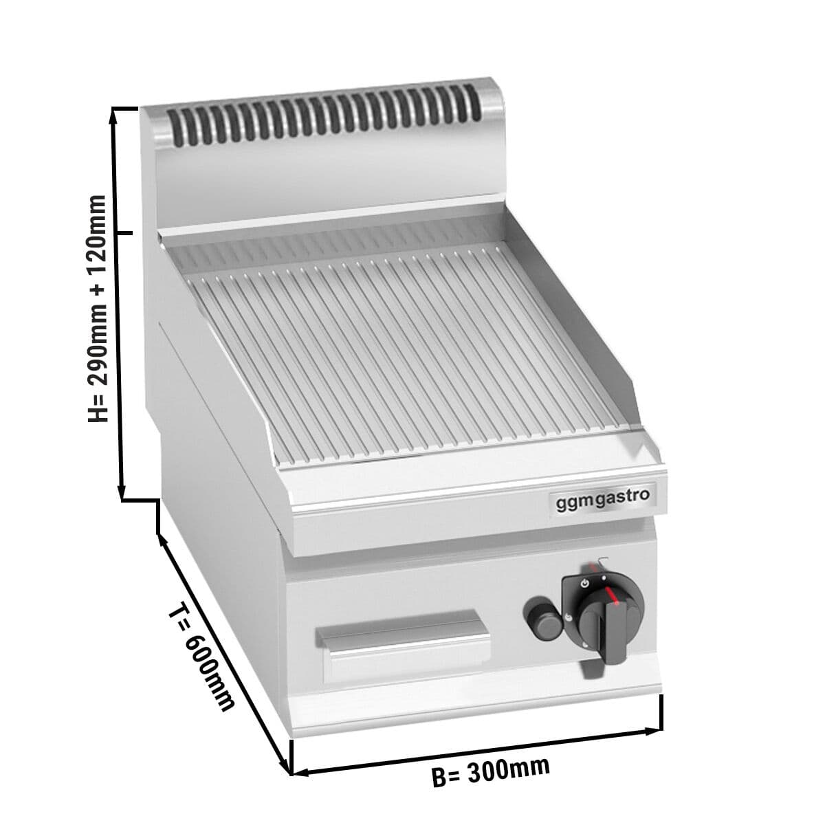 Gas Bratplatte - 4 kW - Gerillt