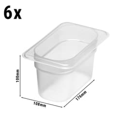 (6 Stück) CAMBRO | CAMWEAR® -  Polypropylen GN 1/9 Behälter - milchig - Tiefe: 100mm