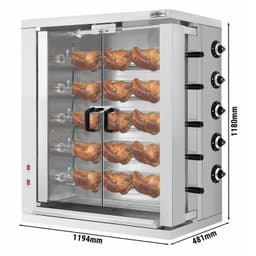 Elektro Hähnchengrill - 16,5kW -  mit 5 Spießen für bis zu 30 Hähnchen