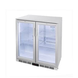 GASTRO-COOL | Barkühlschrank - 900mm - 200 Liter - mit 2 Glasflügeltüren - Silber