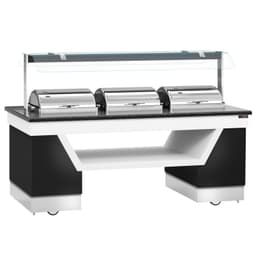 Buffettheke warm BELFAST - 2300mm - mit 3 Chafing Dishes & Rollen