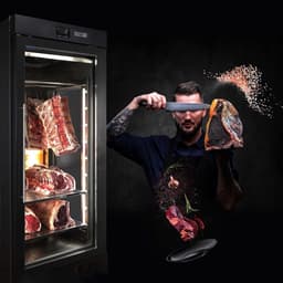 Dry Aging Fleischreifeschrank - 700mm - mit 1 Glastür - Schwarz