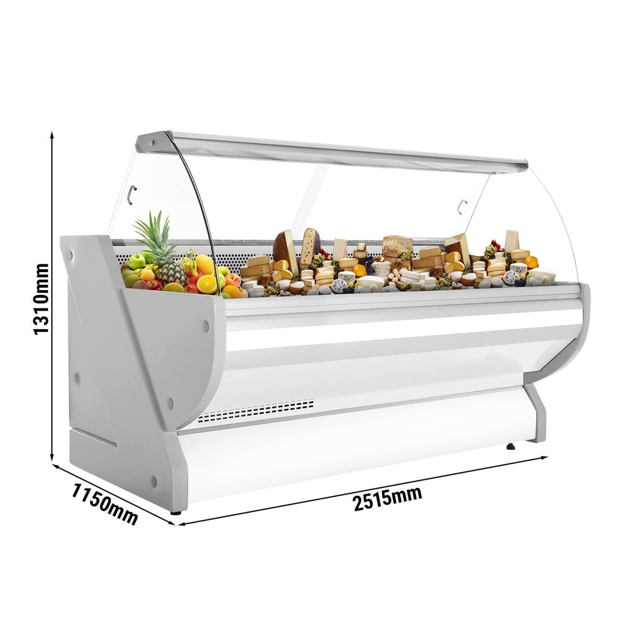 Kühltheke - 2500mm - mit Beleuchtung - Frondblende Weiß