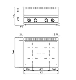 Infrarotherd - 12,8 kW - 4 Kochfelder