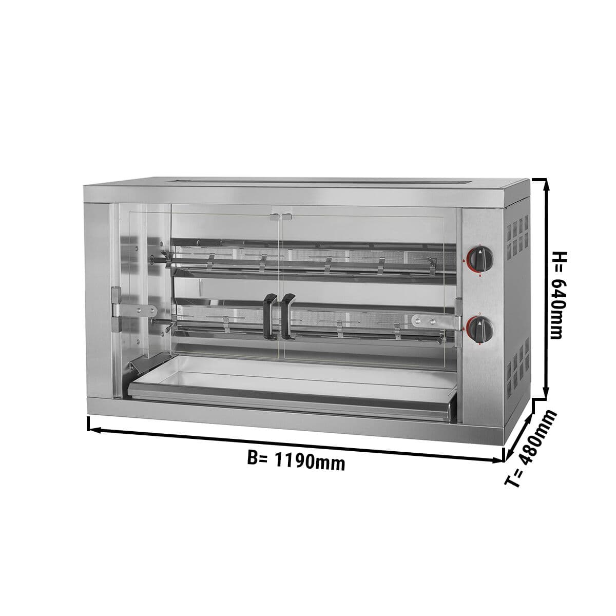 Gas Hähnchengrill - 11,8kW - mit 2 Spießen für bis zu 12 Hähnchen