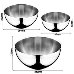 3-teiliges Edelstahlschüssel Set  - Ø 160, 200, 240mm