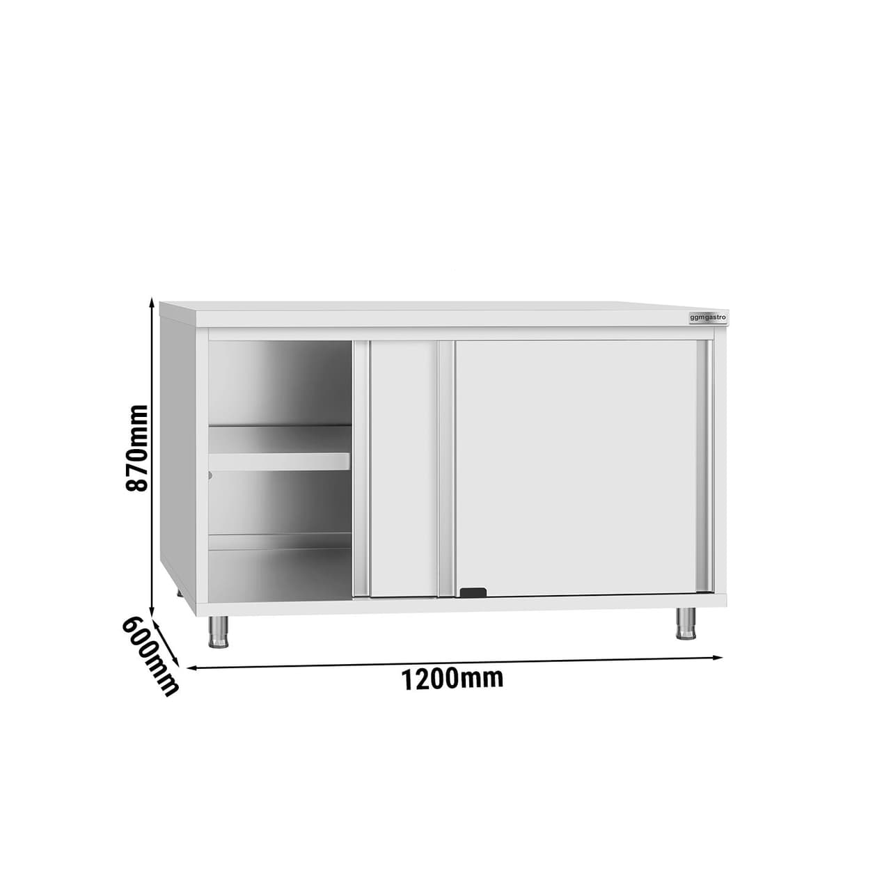 Edelstahl Arbeitsschrank ECO - 1200x600mm - mit Schiebetür