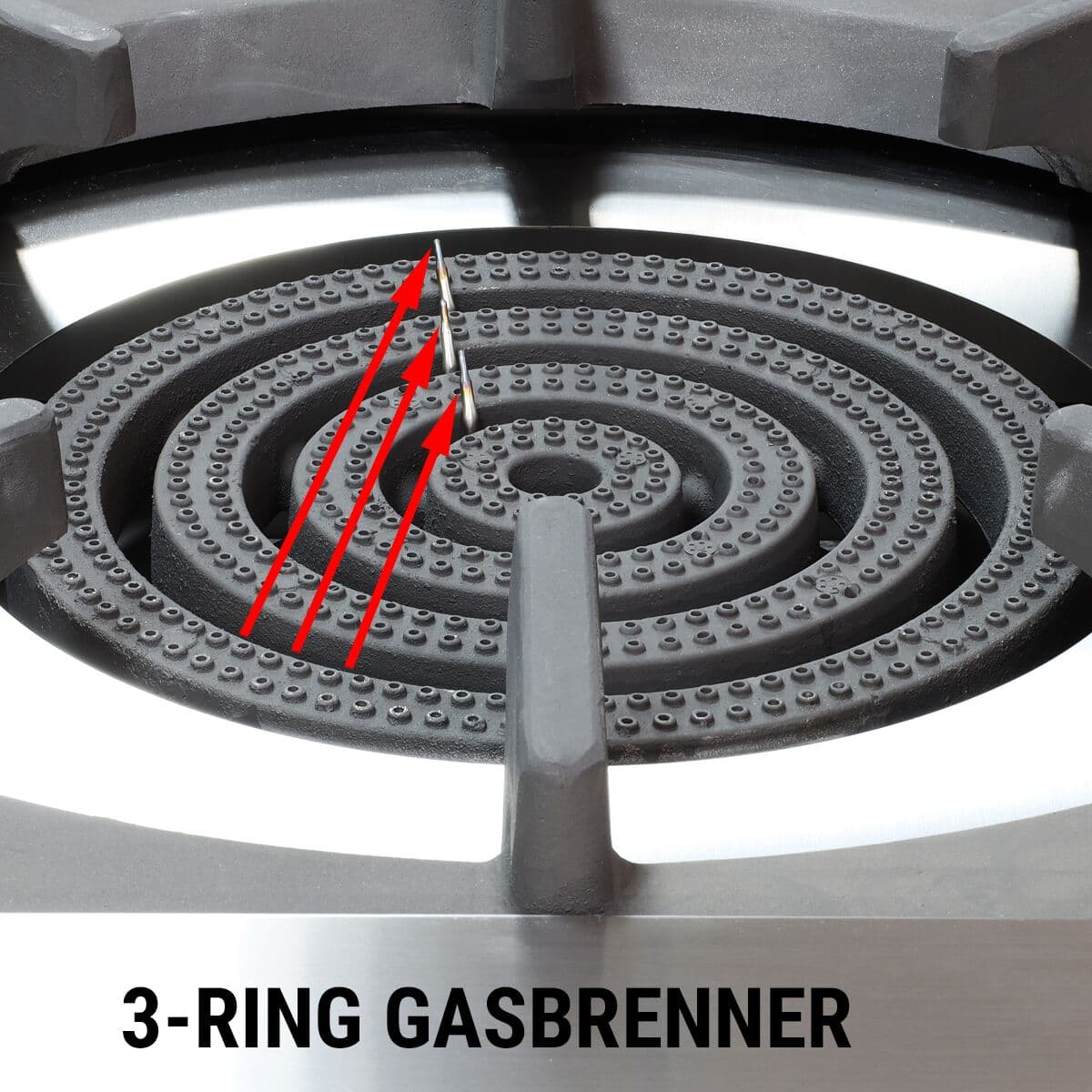 Großer Topf und Bodenkocher - 31 kW - 4 Brenner