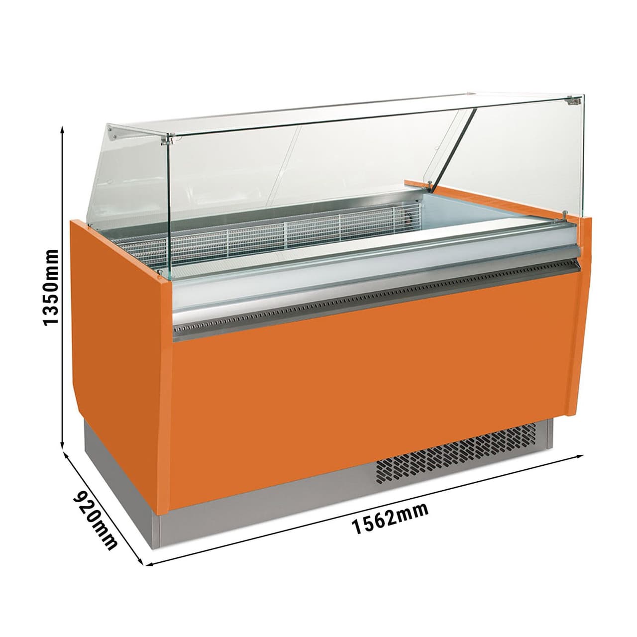 Eistheke LIAM - 1560mm - Statisch - für 13+13x 5 Liter Eisbehälter - Orange