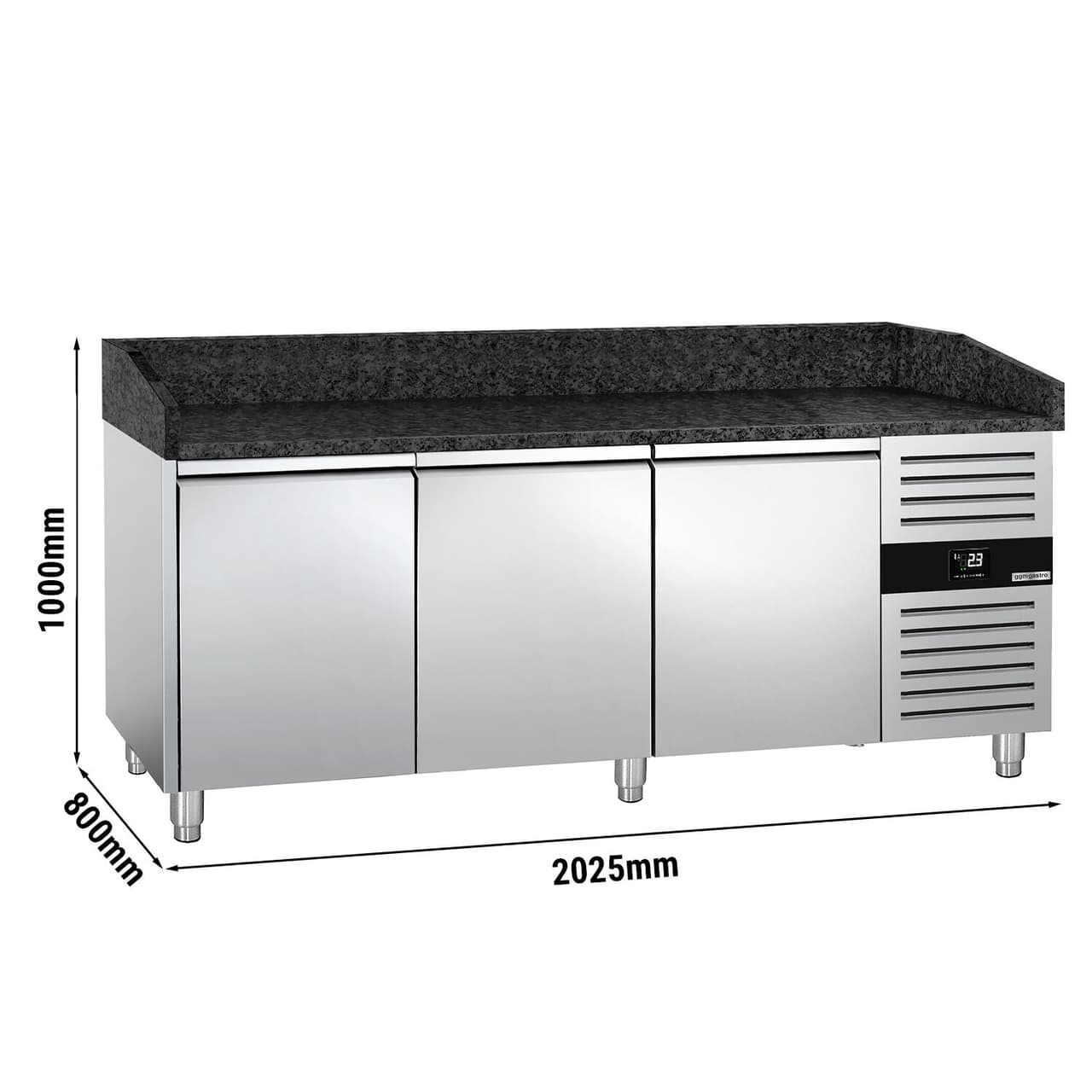 Pizzakühltisch PREMIUM - 2000x800mm - mit 3 Türen