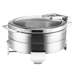 Edelstahl Chafing Dish - 5,7 Liter - Rund - mit Soft-Close-Glasdeckel