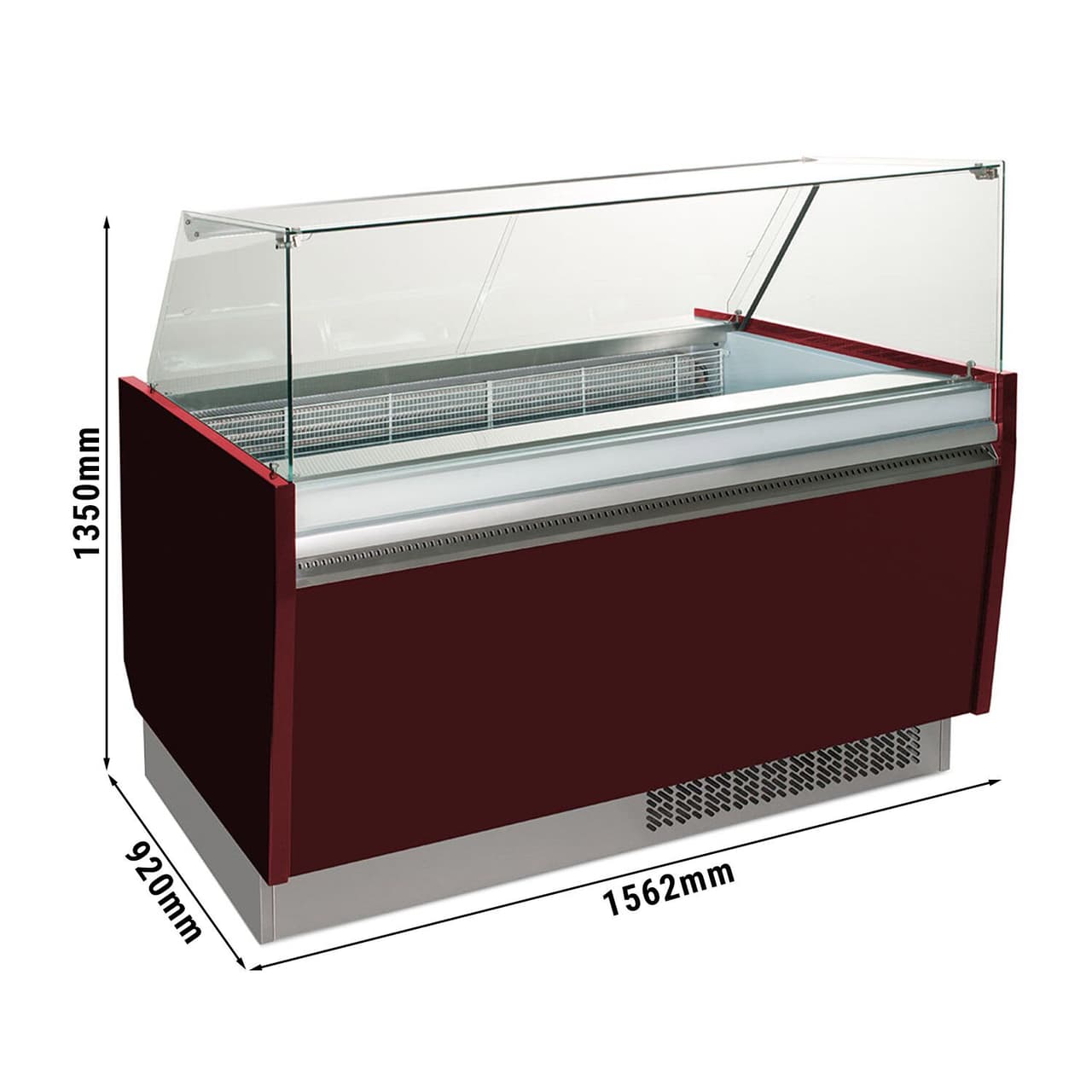 Eistheke LIAM - 1560mm - Statisch - für 13+13x 5 Liter Eisbehälter - Granatrot