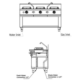 Gas Wok-Herd - 45 kW - 3 Kochstellen - ink. 2 Miniwassersäulen