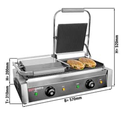 Kontaktgrill - 4,4 kW - oben & unten Gerillt - Grillfläche: 475x230mm