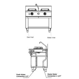 Gas Wok-Herd - 30 kW - 2 Kochstellen - inkl. 1 Miniwassersäule