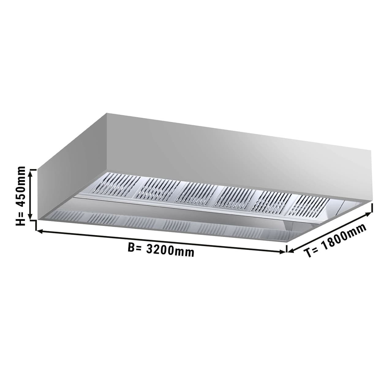 Induktions-Deckenhaube - 3200mm - mit Filter