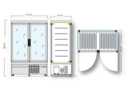 Panorama-Tiefkühlvitrine - 935 Liter - 1320mm - Dreifachverglasung - 12 Ablagen - Silber