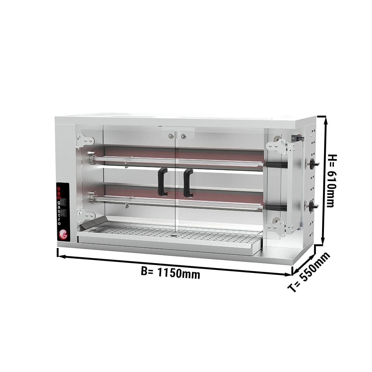 Gas Hähnchengrill - 9,4kW - mit 2 Spießen für bis zu 10 Hähnchen