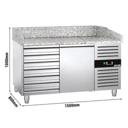 Pizzakühltisch ECO - 1500x800mm - mit 1 Tür & 7 Schubladen