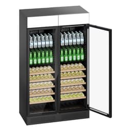 (2 Stück) Getränkekühlschrank - 690 Liter - rahmenloses Design - mit 2 Glastüren & Werbedisplay