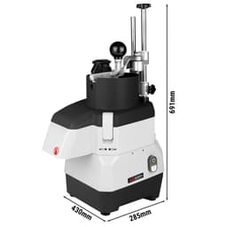 Elektrischer Kompakt-Gemüseschneider - 735 Watt - inkl. 4 Schneide- /Reibescheiben & Cutter-Aufsatz