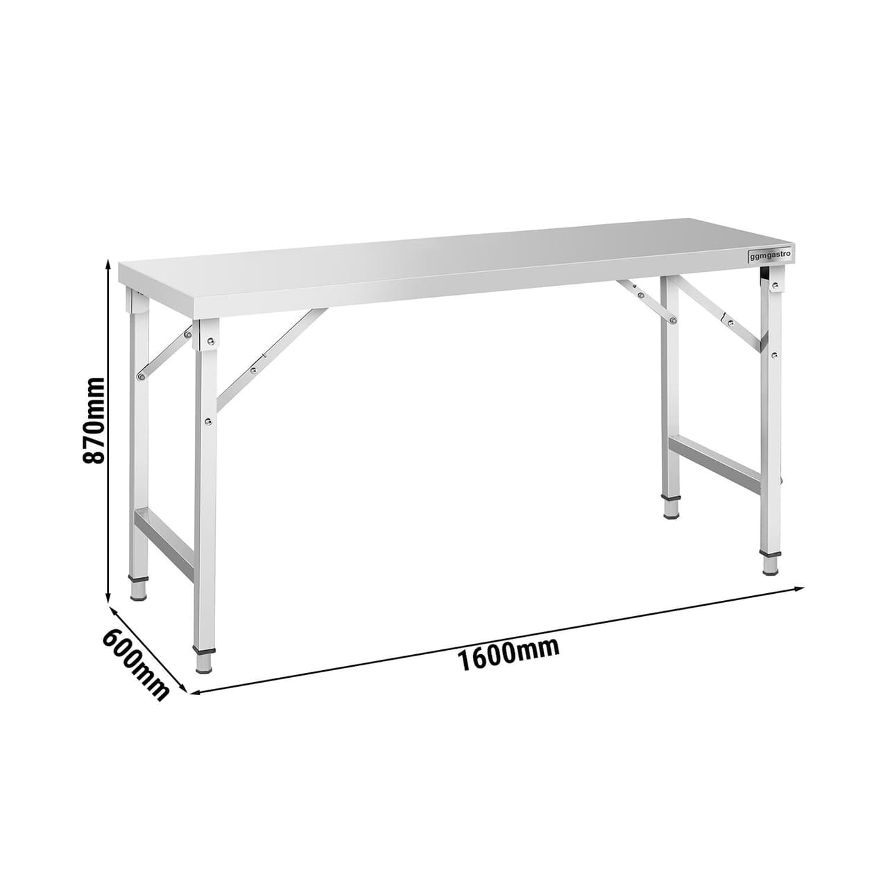 Edelstahl Arbeitstisch - klappbar - 1600x600mm