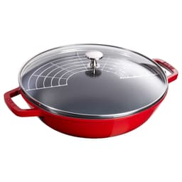 STAUB | SPECIALITIES - Wok mit Glasdeckel - Ø 300mm - Gusseisen - Kirsch-Rot