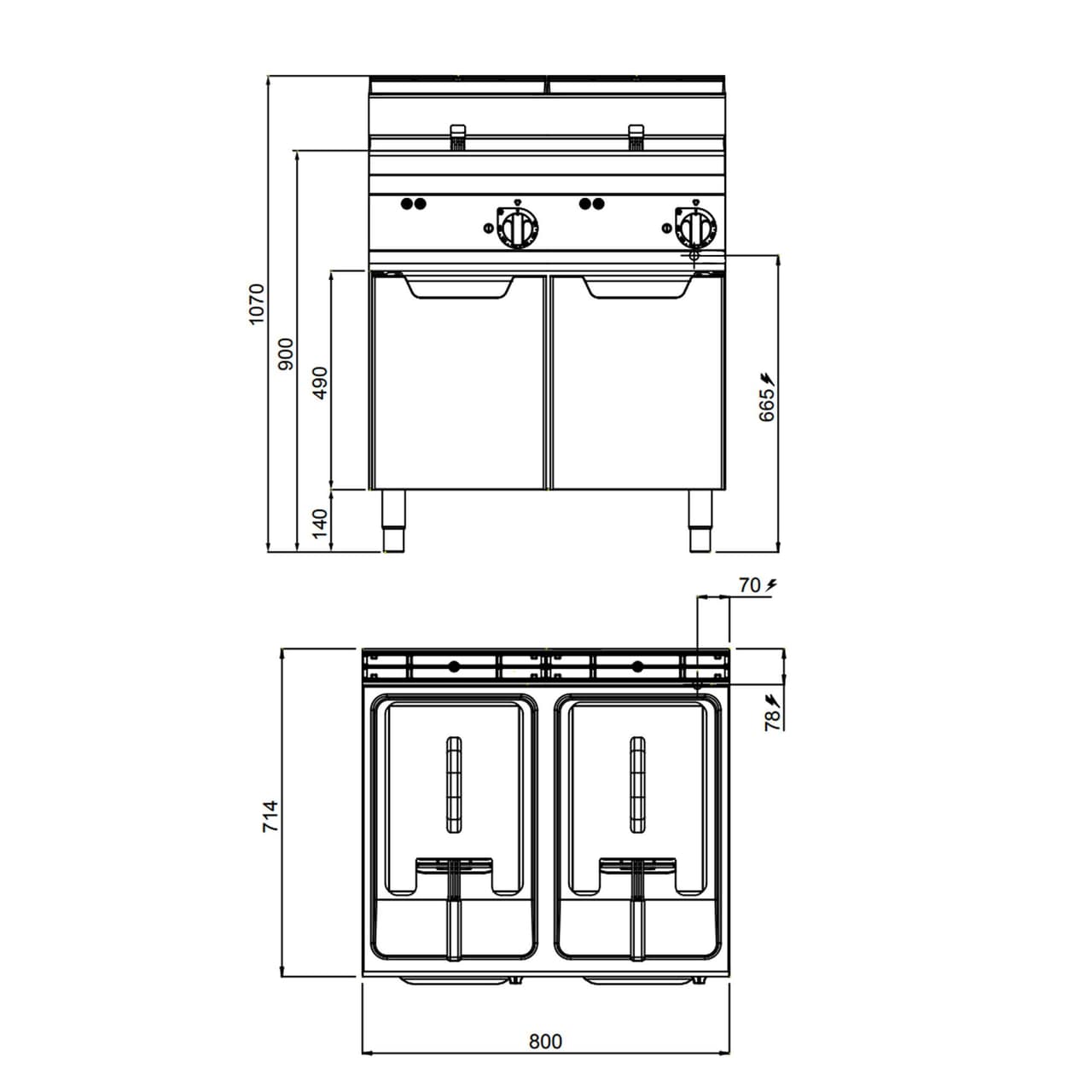 Elektro Doppelfritteuse - 10+10 Liter - 18 kW