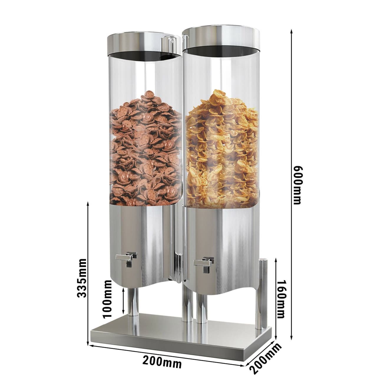 Cerealienspender - doppelt - Ø 120mm - Chrom - Hebelausgabe