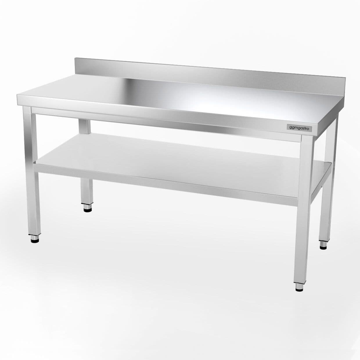 Edelstahl Arbeitstisch PREMIUM - 1600x800mm - mit Grundboden & Aufkantung