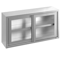 Edelstahl Wandhängeschrank - 1600x400mm - mit Glasschiebetür - 800mm hoch