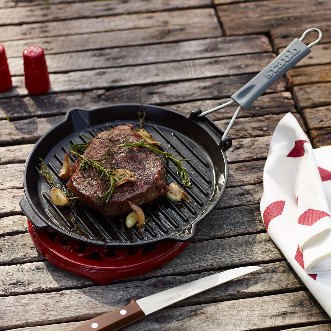 STAUB | GRILL PANS - Grillpfanne mit Ausgießnase - Ø 280mm - Gusseisen - Schwarz