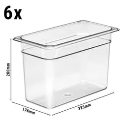 (6 Stück) CAMBRO | CAMWEAR® -  Polycarbonat GN 1/3 Behälter - Clear - Tiefe: 200mm