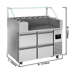 Zubereitungstisch - 1210mm - 4 Schubladen - für 9x GN 1/6