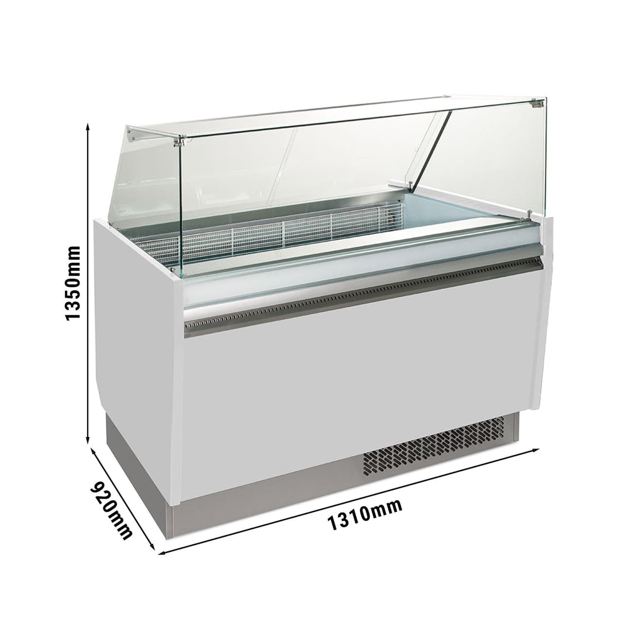 Eistheke LIAM - 1310mm - Statisch - für 10+10x 5 Liter Eisbehälter - Weiß