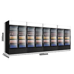 (4 Stück) Getränkekühlschrank - 4800 Liter - rahmenloses Design - mit 8 Glastüren & Werbedisplay