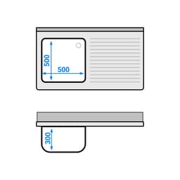 Spülschrank PREMIUM - 1200x700mm - mit 1 Becken links