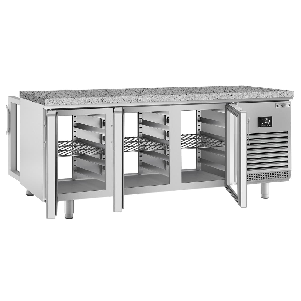 Bäckereikühltisch Premium PLUS - 2185x800mm - mit Durchreiche & Granitarbeitsplatte