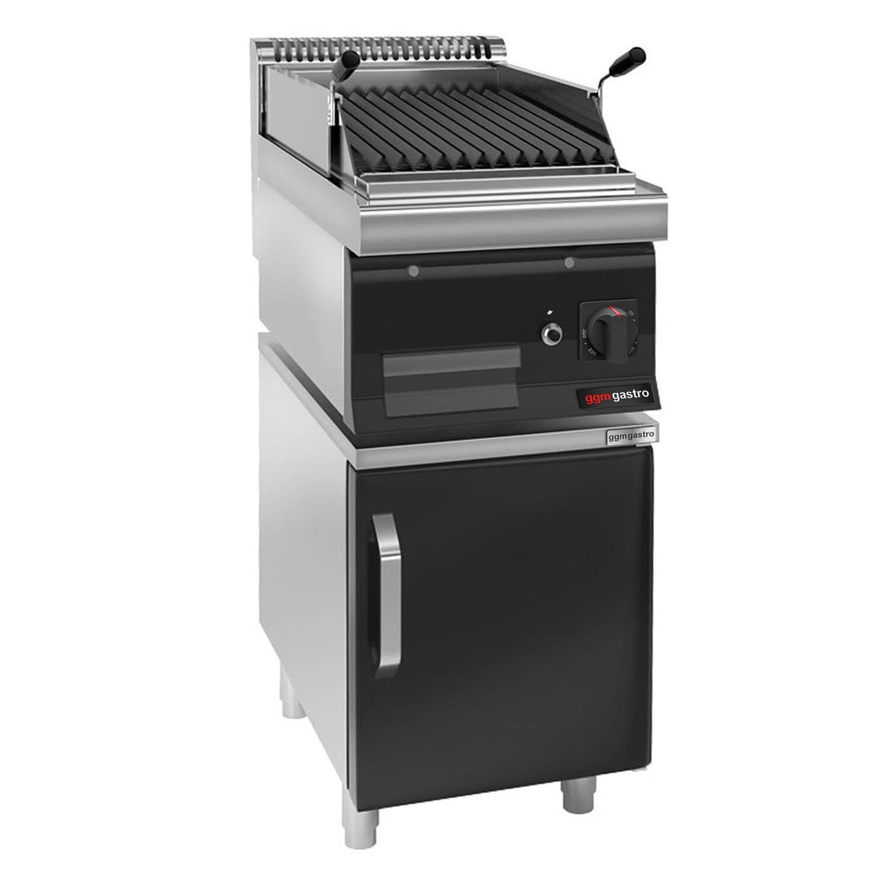 Gas Lavasteingrill - 7 kW - Grillrost neigbar - inkl. Unterbau mit 1 Tür