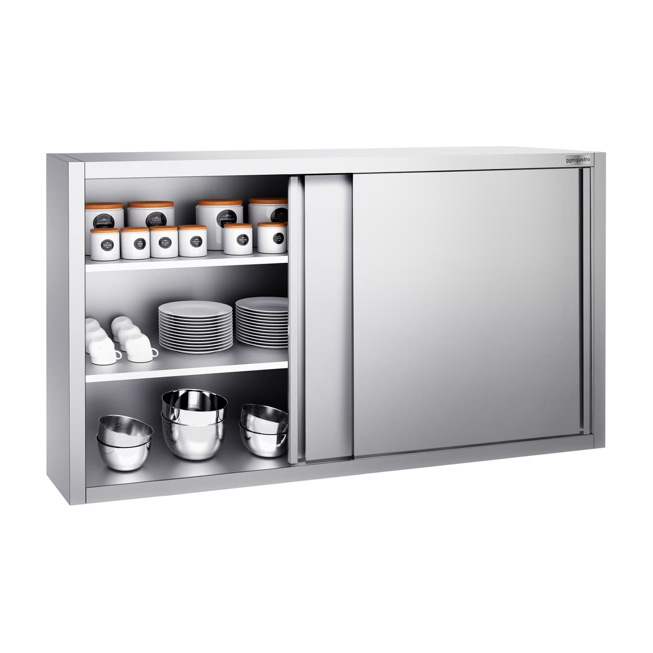 Edelstahl Wandhängeschrank PREMIUM - 1600x400mm - mit Schiebetür - 1000mm hoch