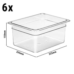 (6 Stück) CAMBRO | CAMWEAR® -  Polycarbonat GN 1/2 Behälter - Clear - Tiefe: 150mm