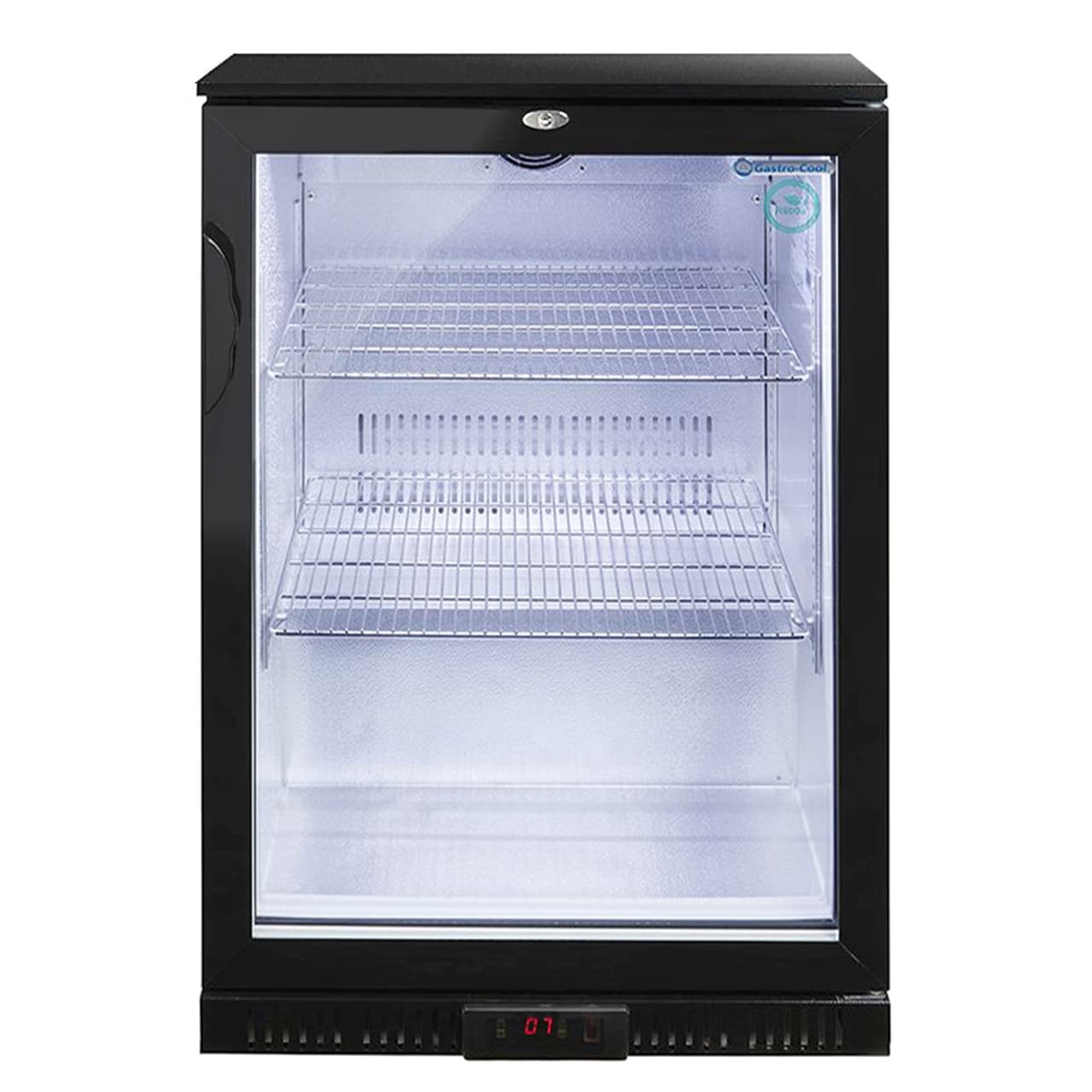 GASTRO-COOL | Barkühlschrank - 600mm - 128 Liter - mit 1 Glasflügeltür - Schwarz