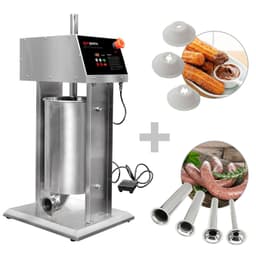 Elektrischer Wurstfüller & Churromaschine - 15 Liter - 90 Watt - Edelstahl - inkl. 4 Wurstfüller- & 3 Churro-Aufsätze