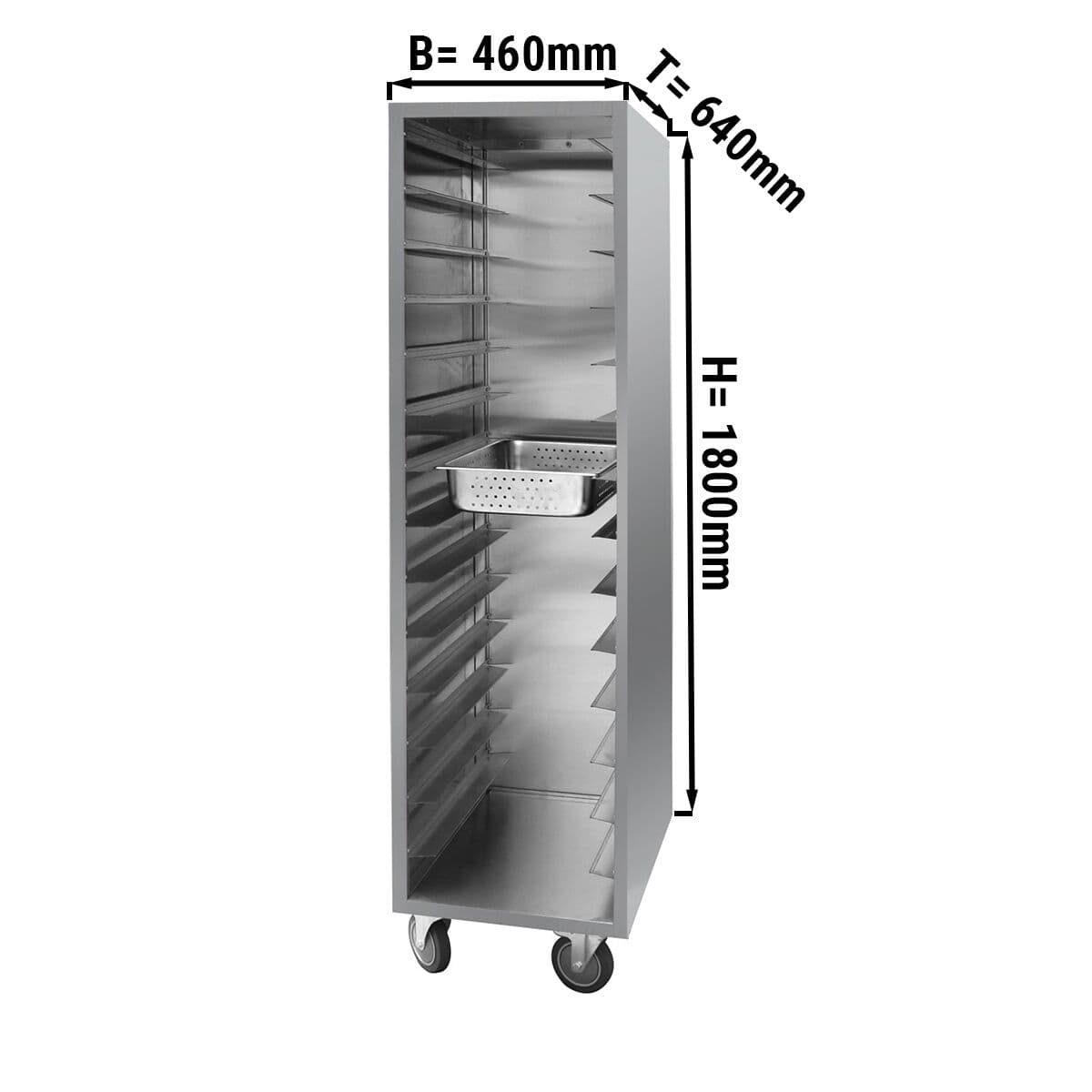 Edelstahl Tablettwagen - für 14x EN (400x600)