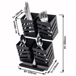 Besteckkasten - mit 4 Ablagen - Schwarz