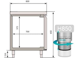 Bäckereitiefkühltisch Premium PLUS - 1618x800mm - mit 2 Türen & Granitarbeitsplatte