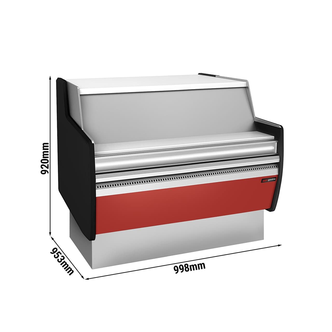 Kassentisch - 990mm - Frontblende Dunkelrot