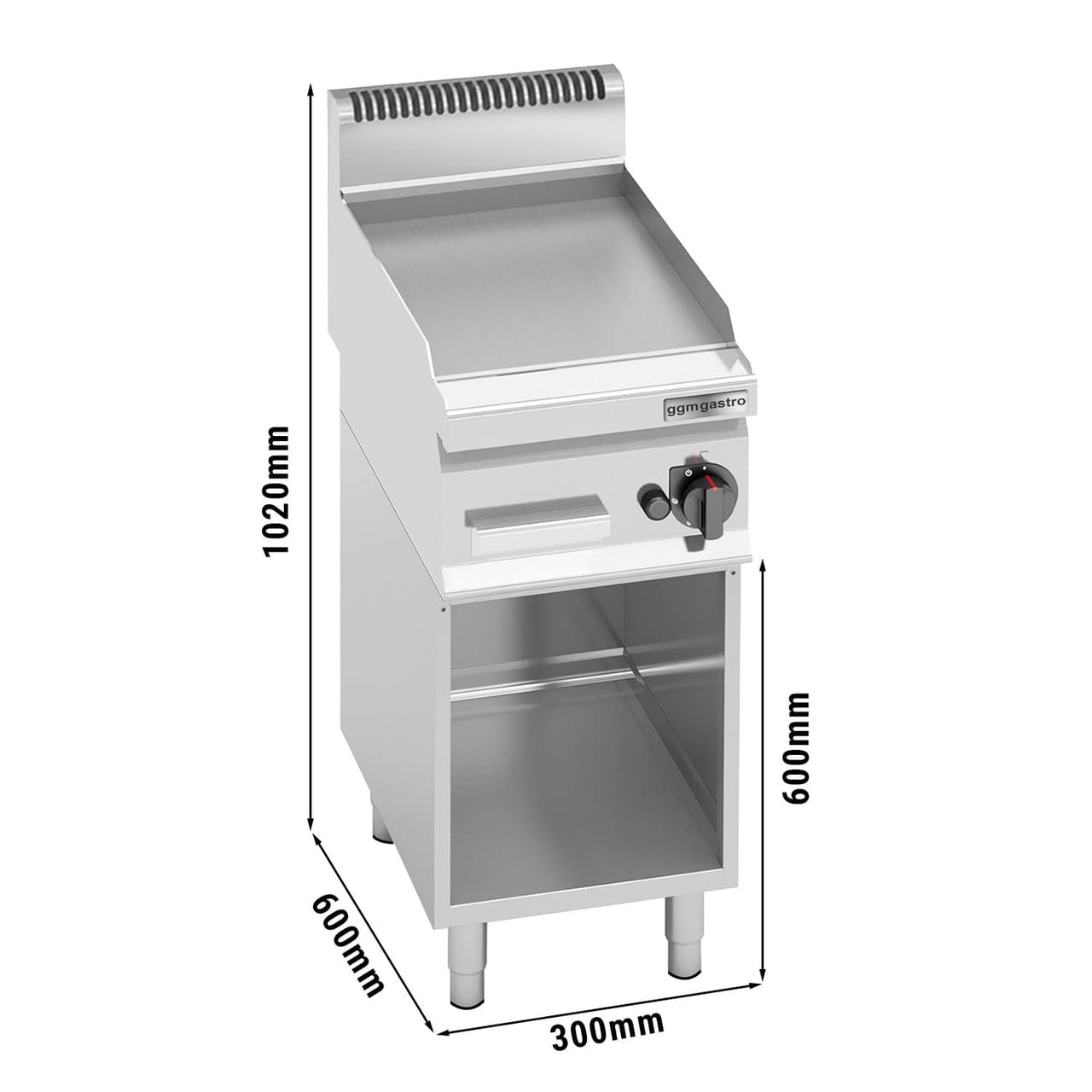 Gas Bratplatte - 4 kW - Glatt - inkl. Untergestell