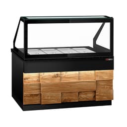 Saladette TORONTO - 1500mm - Holzfront - 2 Türen - für 4x GN 1/1 - schwarze Granit-Arbeitsplatte