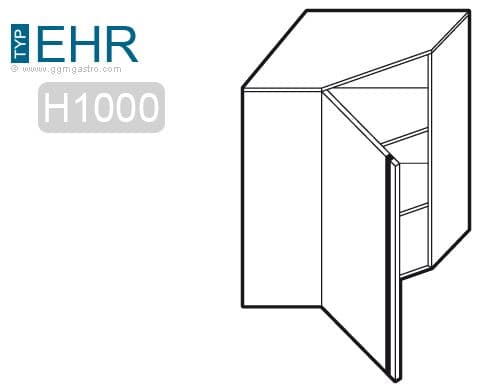 Edelstahl Eck-Wandhängeschrank - 700x400mm - mit Flügeltür - Höhe: 1000mm